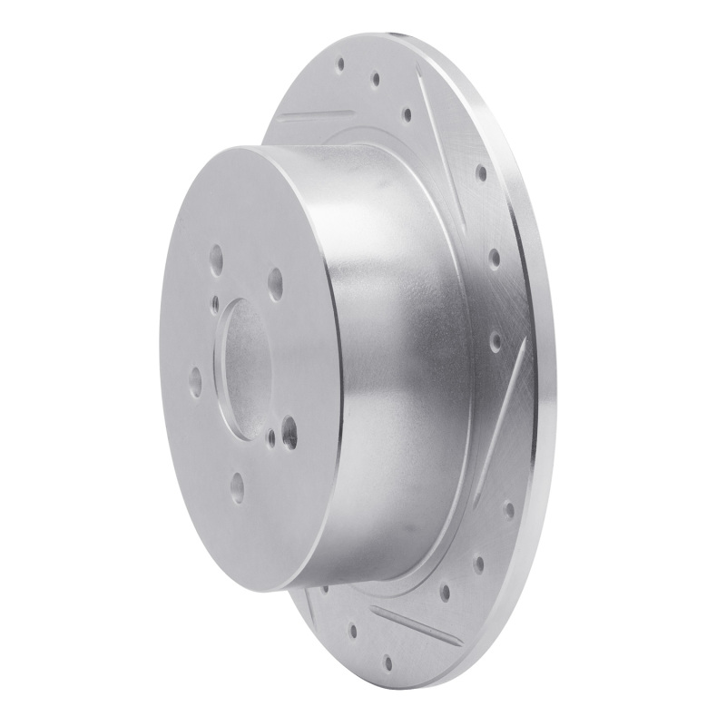 Subaru Outback Brake Rotor (1) - Rear Right - R1 Concepts - Drilled & Slotted - Silver - `05-`09
